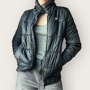 Adidas Black Puffer Jacket Size Small Zip Up